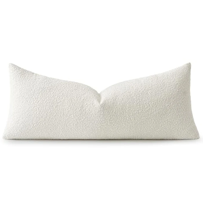 MIULEE Boucle Throw Pillow Cover Decorative Couch Pillow Cover Textured Accent Solid Pillow Case Soft for Cushion Chair Sofa Bedroom Livingroom Home Decor White,36x14 Inch by MIULEE - Image 7