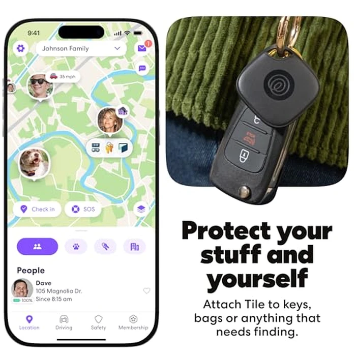 Life360 Tile - Bluetooth Tracker, Keys Finder and Item Locator for Keys, Bags and More. Phone Finder. Both iOS and Android Compatible. 1-Pack (Black) by Life360 - Image 2