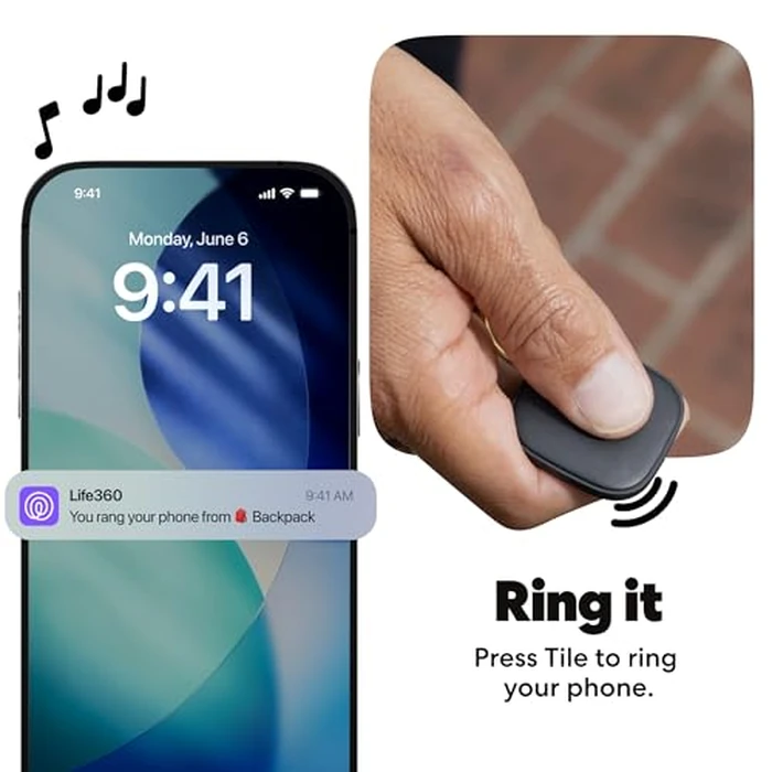 Life360 Tile - Bluetooth Tracker, Keys Finder and Item Locator for Keys, Bags and More. Phone Finder. Both iOS and Android Compatible. 1-Pack (Black) by Life360 - Image 4