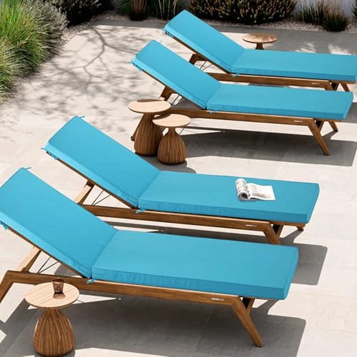Comcaver Chaise Lounge Cushion Outdoor, Waterproof and Stain-Resistant Lounge Deck Reclining Chair Cushions for Patio Furniture Lawn Pool Resort Hotel, 72x21x3 Inch, Set of 4, Teal by Comcaver - Image 6