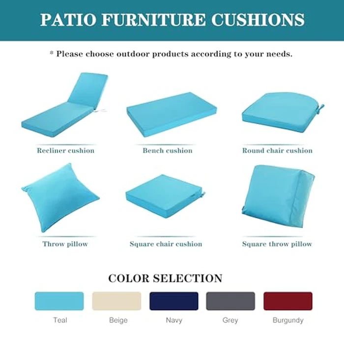 Comcaver Chaise Lounge Cushion Outdoor, Waterproof and Stain-Resistant Lounge Deck Reclining Chair Cushions for Patio Furniture Lawn Pool Resort Hotel, 72x21x3 Inch, Set of 4, Teal by Comcaver - Image 9