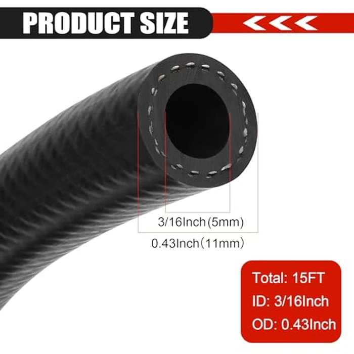 3/16 Inch (5mm) ID Fuel Line Hose 15FT NBR Rubber Push Lock Hose High Pressure 300PSI for Automotive Fuel Systems Engines by dojobkinb - Image 2