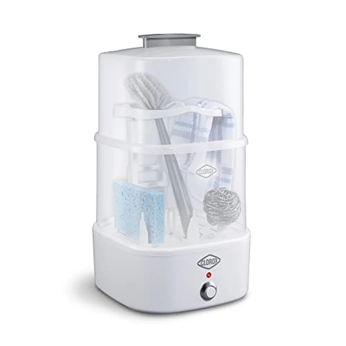 Clorox 2-Tier Electric Steam Sanitizer for Kitchen Utensils, Cleaning Sponges, Bathroom Accessories, Brushes & More, Kills 99.999% of Bacteria, Easy to Use, Compact Design, Space-Saving Storage, White by Clorox - Used - Good condition