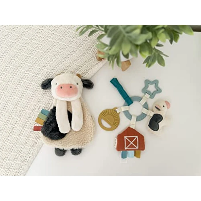 Itzy Ritzy Farm Toy Gift Set - Includes Cow Lovey & Farm-Themed Busy Ring Car Seat and Stroller Toy - Features Crinkle Sounds, Engaging Textures & Silicone Teething Relief (Farm) by Itzy Ritzy - Image 3