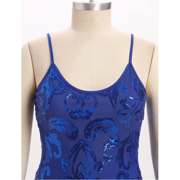 IMEKIS Rave Outfits for Women: Sparkle Fringe Bodysuit Music Festival Clothing Alien Halloween Costumes Adults Fairy Space Cowgirl Shiny Sequin Dance Jumpsuit Concert Party Royal Blue Floral Large by IMEKIS - Image 5