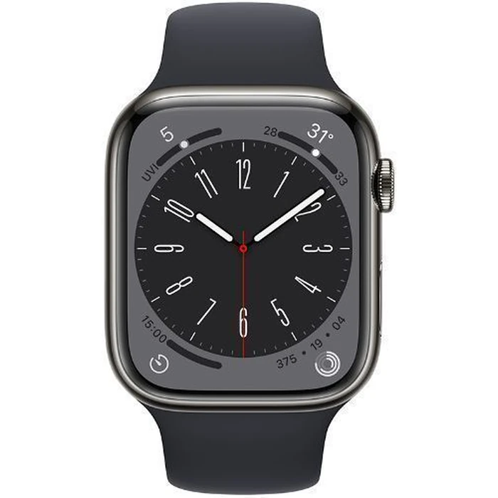 Apple Watch Series 8 (Cellular + GPS) - 32GB - 41mm - Graphite Stainless Steel Case with Midnight Rubber Sport Band by Apple - Refurbished - Acceptable condition - US$173.79
