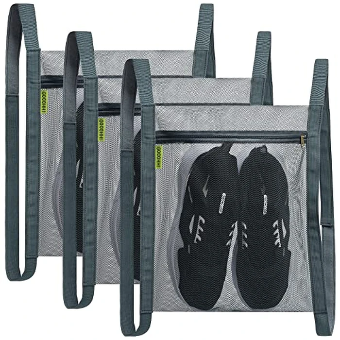 3 Pcs Sneaker Wash & Dry Net Bag for Dryer,15.7x13.8 Inch Large HoneyComber Mesh Bags with Zipper and Strap for Shoes, Clothing, Laundry Reused Bag Tool (Grey) by GOCOHHI - Used - Like New condition