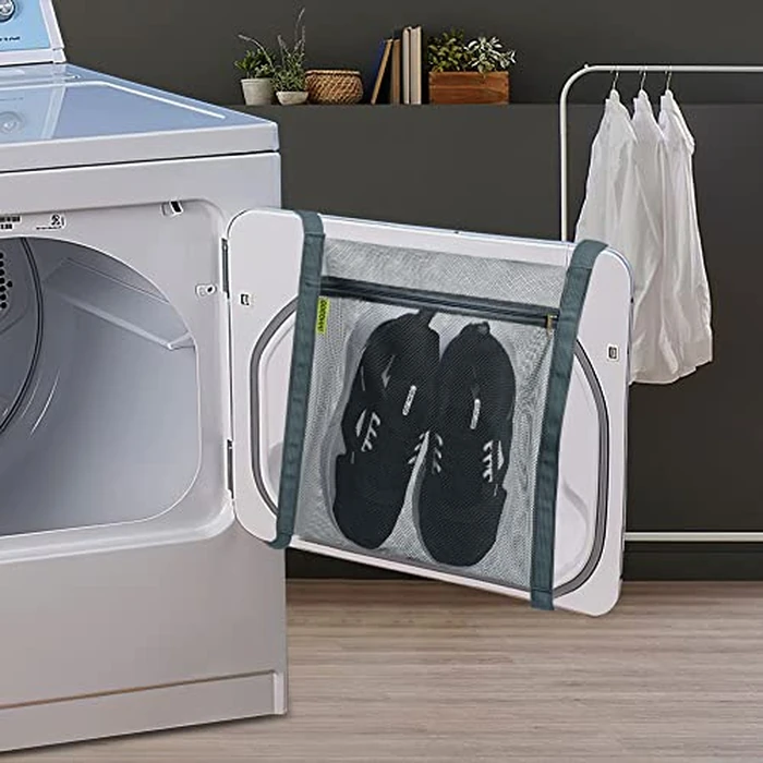 3 Pcs Sneaker Wash & Dry Net Bag for Dryer,15.7x13.8 Inch Large HoneyComber Mesh Bags with Zipper and Strap for Shoes, Clothing, Laundry Reused Bag Tool (Grey) by GOCOHHI - Image 5