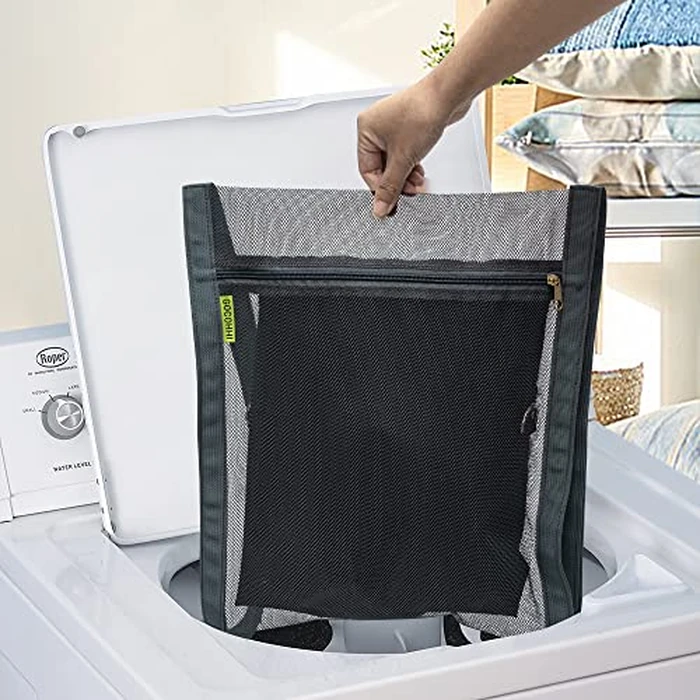 3 Pcs Sneaker Wash & Dry Net Bag for Dryer,15.7x13.8 Inch Large HoneyComber Mesh Bags with Zipper and Strap for Shoes, Clothing, Laundry Reused Bag Tool (Grey) by GOCOHHI - Image 6