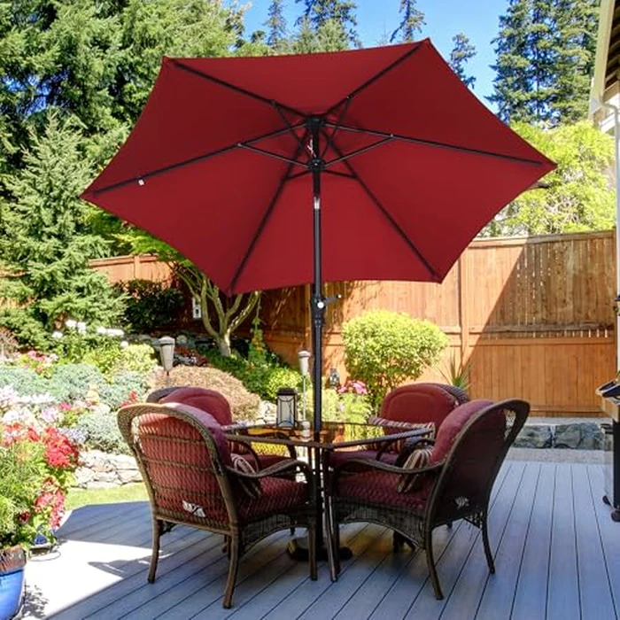 Wonlink 7.5FT Patio Umbrella, Outdoor Table Umbrella,Market Umbrella with Push Button Tilt and Crank for Garden, Lawn, Deck, Backyard & Pool (Red) by Wonlink - Image 6