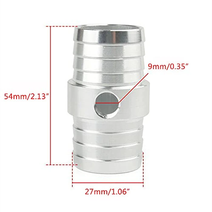 CNC Aluminum 1-1/4" Hose with1/8" NPT Steam Port Adapter for Top Radiator Hose Barb Coupler Fit for LS Swap Coolant by MACHSWON - Image 2