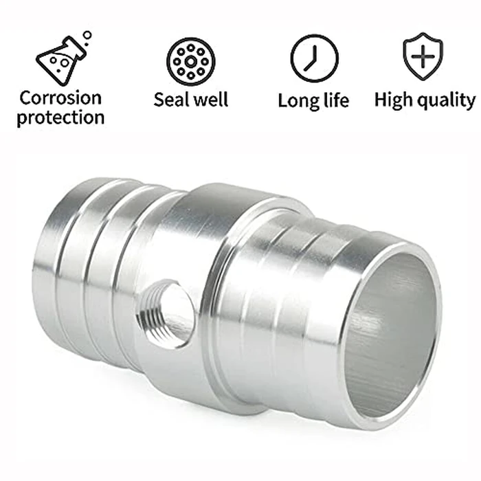 CNC Aluminum 1-1/4" Hose with1/8" NPT Steam Port Adapter for Top Radiator Hose Barb Coupler Fit for LS Swap Coolant by MACHSWON - Image 3