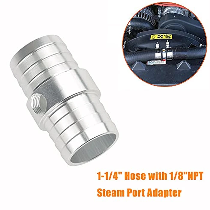 CNC Aluminum 1-1/4" Hose with1/8" NPT Steam Port Adapter for Top Radiator Hose Barb Coupler Fit for LS Swap Coolant by MACHSWON - Image 4