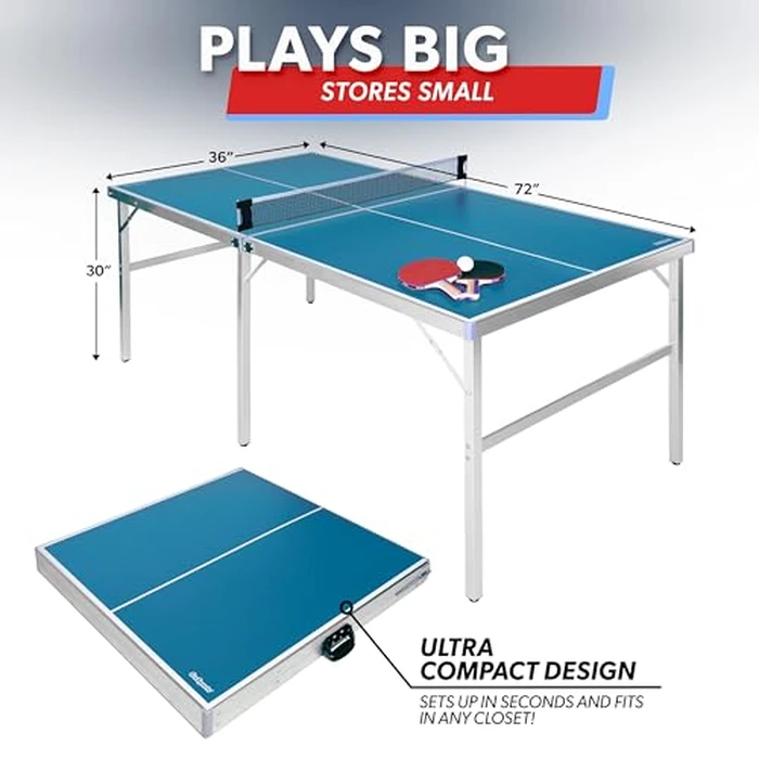 GoSports 6 ft x 3 ft Mid-Size Table Tennis Game Set - Indoor/Outdoor Portable Table Tennis Game with Net, 2 Table Tennis Paddles and 4 Balls by GoSports - Image 5