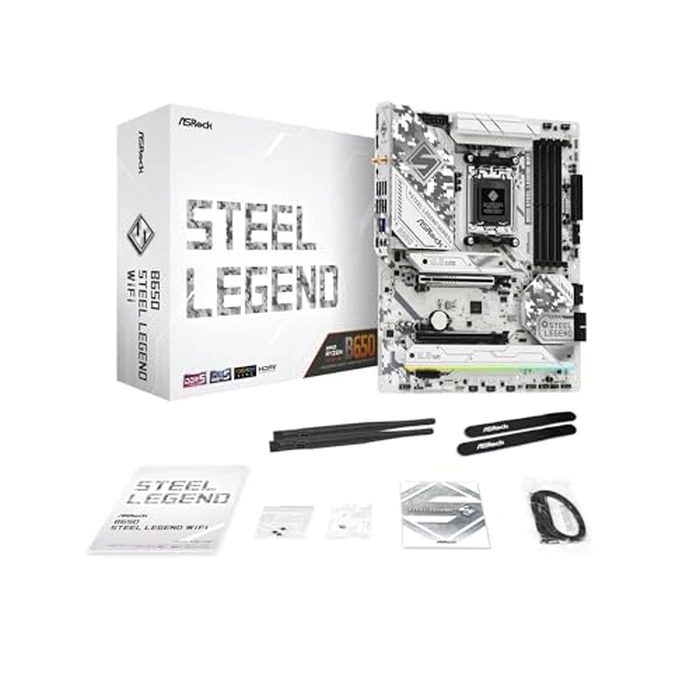 ASRock B650 Steel Legend WiFi 6E AMD Socket AM5 Ryzen 9000 8000 and 7000 Series SATA3 M.2 DDR5 7200+(OC) 256GB SATA3 6.0 Gb/s ATX Motherboard BIOS Flashback by ASRock - Used - Like New condition