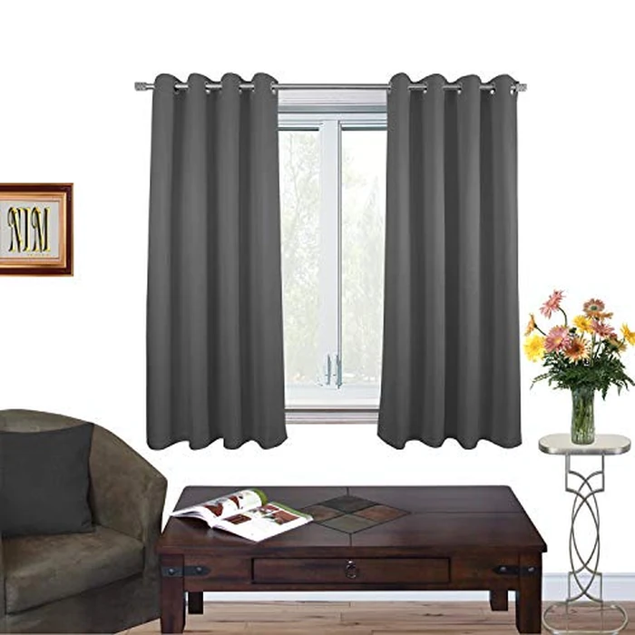 NIM TEXTILE Thermal Insulated Blackout Curtains, 110" Total Width, Room Darkening Window Panel Grommet Top Drapes, 2-Panels Set, 55" W x 63" L, Charcoal by NIM TEXTILE - Image 2