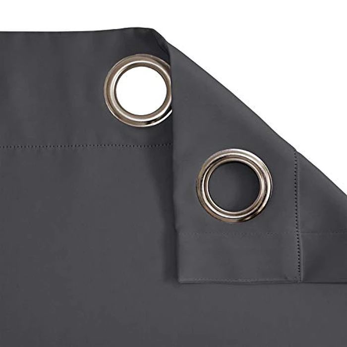 NIM TEXTILE Thermal Insulated Blackout Curtains, 110" Total Width, Room Darkening Window Panel Grommet Top Drapes, 2-Panels Set, 55" W x 63" L, Charcoal by NIM TEXTILE - Image 4
