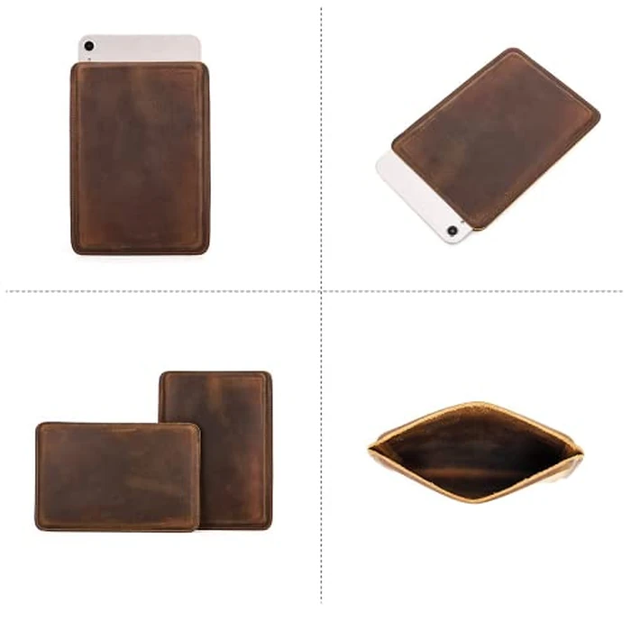 CataPurus Top Grain Leather 8.3" Slim Tablet Case Protector, Solid Minimalist Vintage Design, Handmade, Compatible with 8.3" iPad mini 6 iPad mini 7.9" A1599 A1600 A1538 A1550 A2133, Coffee 8.3 Inch by CataPurus - Image 6
