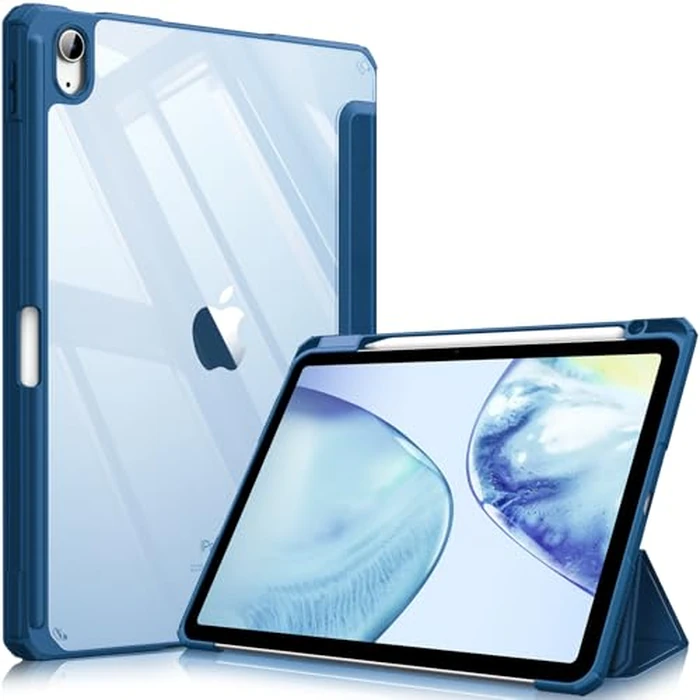 Fintie Hybrid Slim Case for iPad Air 11-inch M4/M3/M2 (2026/2025/2024), iPad Air 5th/4th Generation (2022/2020) 10.9 Inch - Shockproof Cover with Clear Back Shell & Pencil Holder, Marine Blue by FINTIE - Image 1