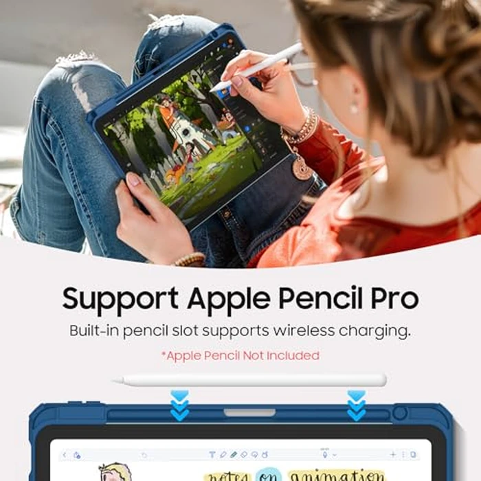 Fintie Hybrid Slim Case for iPad Air 11-inch M4/M3/M2 (2026/2025/2024), iPad Air 5th/4th Generation (2022/2020) 10.9 Inch - Shockproof Cover with Clear Back Shell & Pencil Holder, Marine Blue by FINTIE - Image 6