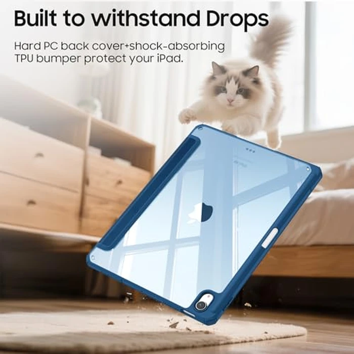 Fintie Hybrid Slim Case for iPad Air 11-inch M4/M3/M2 (2026/2025/2024), iPad Air 5th/4th Generation (2022/2020) 10.9 Inch - Shockproof Cover with Clear Back Shell & Pencil Holder, Marine Blue by FINTIE - Image 7