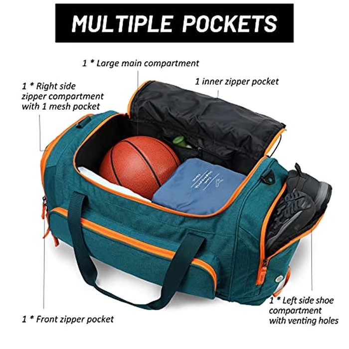 MIER Large Gym Bag for Men Sports Duffle Bag with Shoe Compartment 60L Lightweight Duffel Bags for Workout Fitness Travel, Olive Green by MIER - Image 3