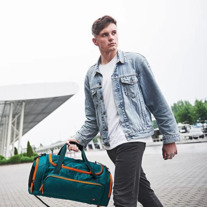 MIER Large Gym Bag for Men Sports Duffle Bag with Shoe Compartment 60L Lightweight Duffel Bags for Workout Fitness Travel, Olive Green by MIER - Image 6