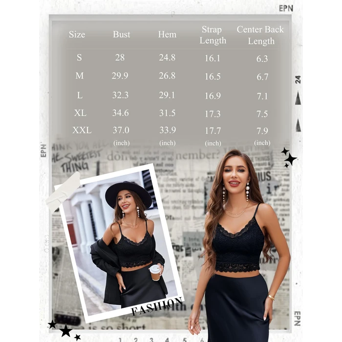 Avidlove Lace Bralette for Women V Neck Camisoles Double-Layered Crop Tops Sexy Half Cami Top(Black,S) by Avidlove - Image 6