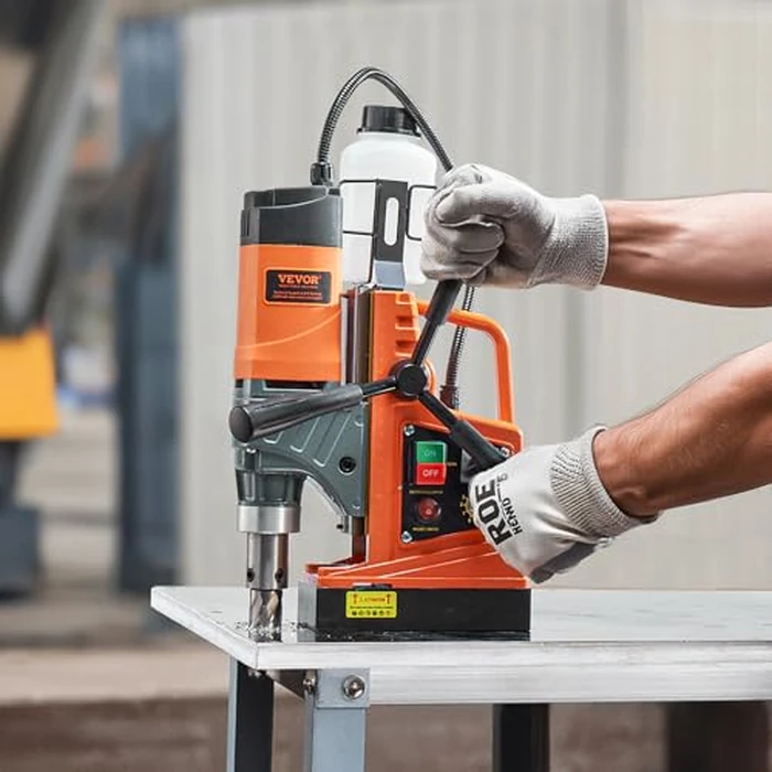 VEVOR Magnetic Drill, 1450W Motor 2 in Boring Diameter, 2878 lbf Portable Electric Mag Drill Press, with 6 Coring Bits, Variable Speed, Drilling Machine for Metal Surface, Home Improvement Industry by VEVOR - Used - Like New condition