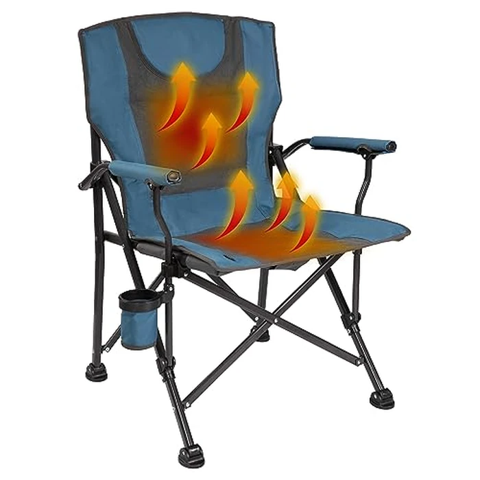 Backyard Expressions Heated Camp Chair with Cupholder - Portable Folding Camping Chair with 3 Heat Settings, USB Powered, Lightweight & Durable - Outdoor Heated Chair for Camping, Tailgating & Sports by BACKYARD EXPRESSIONS PATIO · HOME · GARDEN - Used - Like New condition - US$28.77