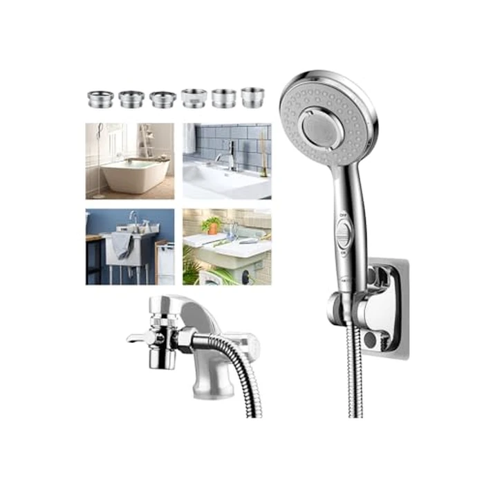KLLEYNA Shower Head Hose Attachment for Sink/Tub Faucet - ON/Off Jets Sprayer, Dog Wash/Bathtub Cleaning/Baby Bath/Hair Rinse, Tap Extender Water Nozzle for Bathroom Kitchen Utility Garden Basement by klleyna - Used - Good condition - CA$33.65