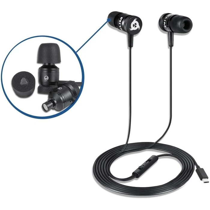 KLIM Fusion C USB-C Earbuds with Microphone - Black by KLIM - Image 2