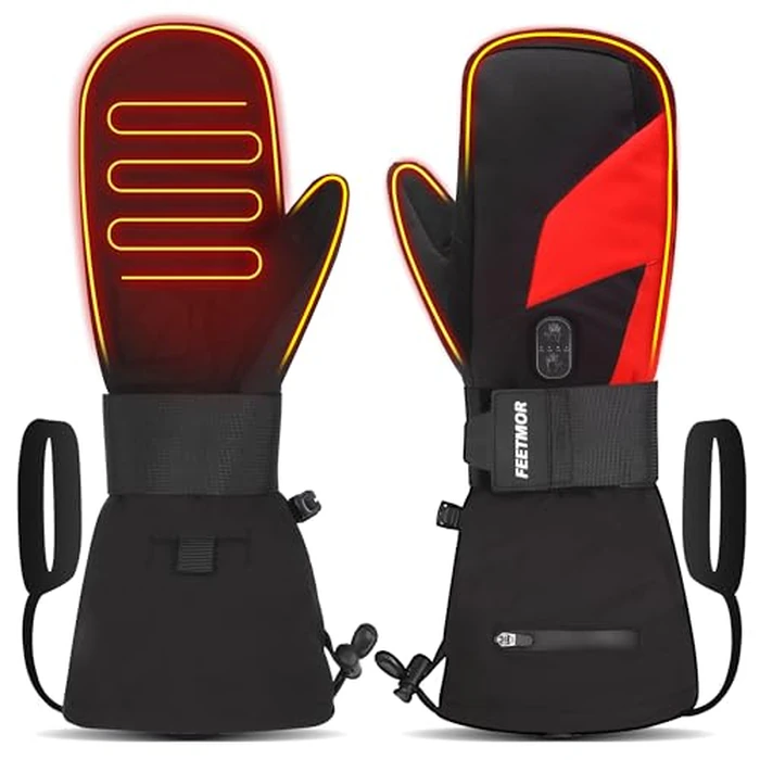 FEETMOR Heated Mittens for Women Men - Electric Rechargeable Dual-Heated Ski Touchscreen Winter Gloves for Arthritis Raynaud Snowboarding Camping Hiking Skiing(X-Small) by FEETMOR - Used - Very Good condition
