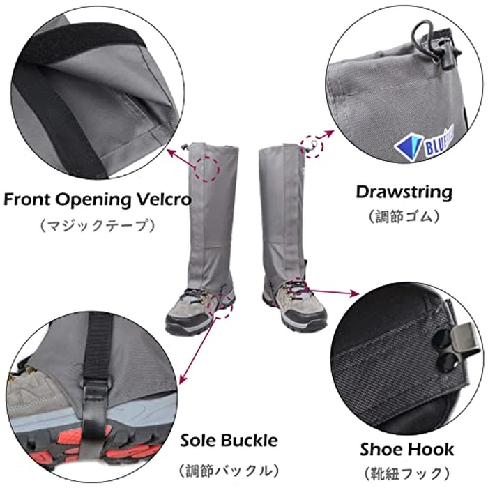 TRIWONDER Leg Gaiters Waterproof Snow Boot Gators Hiking Gaiters Men Women for Walking Climbing Hunting Cycling Backpacking Lightweight Rain Shoe Gaiters (1 Pair) (Grey, L) by TRIWONDER - Image 3