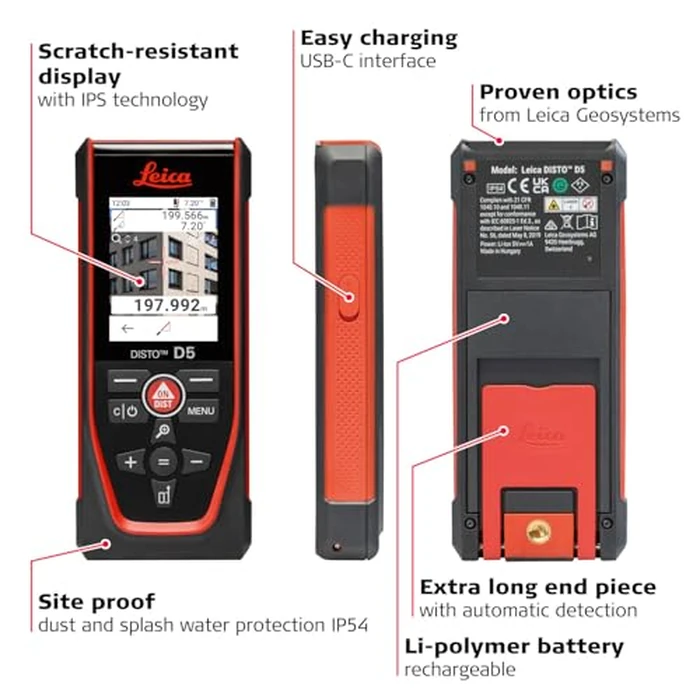 Leica Geosystems DISTO D5 New 650ft Laser Distance Measure with Bluetooth, 4X Zoom Camera by Leica - Image 2