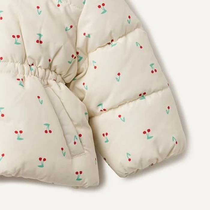 Amazon Essentials x Sofia Grainge Baby Girls' Water-Resistant Hooded Puffer Jacket, Ivory Cherries, 24 Months by Amazon Essentials - Image 3