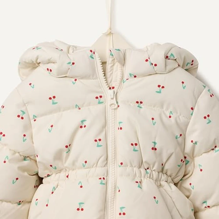 Amazon Essentials x Sofia Grainge Baby Girls' Water-Resistant Hooded Puffer Jacket, Ivory Cherries, 24 Months by Amazon Essentials - Image 4