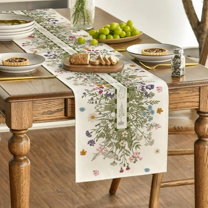 Artoid Mode Vintage Wildflowers Daisy Spring Table Runner,Seasonal Summer Floral Kitchen Dining Table Decoration for Home Party Decor 13x72 Inch by Artoid Mode - Image 3