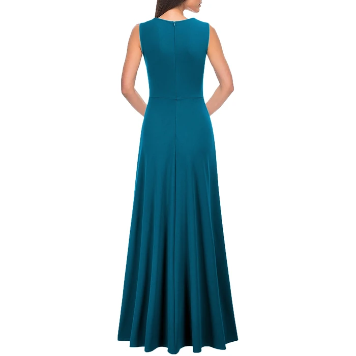 MUSHARE Women's V Neck Sexy Split Cocktail Dress with Pockets Ruffle Party Long Formal Dress by MUSHARE - Image 3