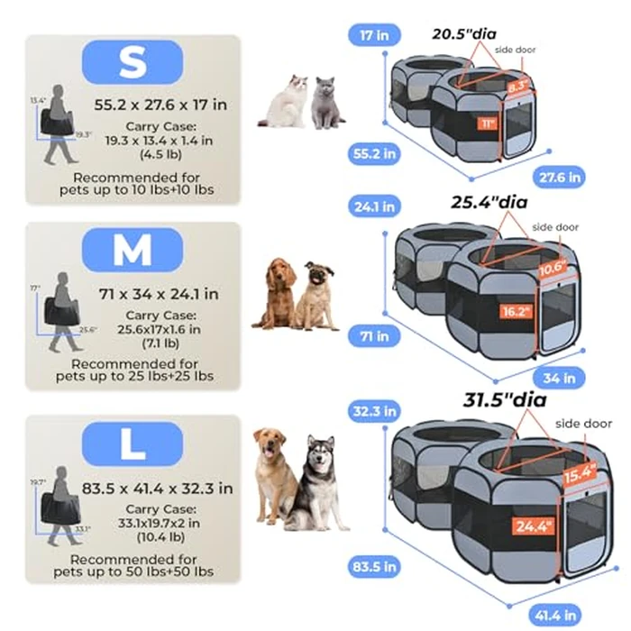 2-in-1 XLarge Pop Up Dog Playpen, Cat Puppy Pet Playpen, Indoor Outdoor Cats Enclosed, Cat Tent Crate Cage Kennel, Portable Playpen for Kitten and Small Animals(No Divider, Unified Space) by EighteenTek - Image 2