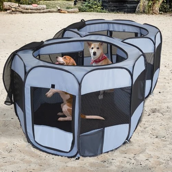 2-in-1 XLarge Pop Up Dog Playpen, Cat Puppy Pet Playpen, Indoor Outdoor Cats Enclosed, Cat Tent Crate Cage Kennel, Portable Playpen for Kitten and Small Animals(No Divider, Unified Space) by EighteenTek - Image 8