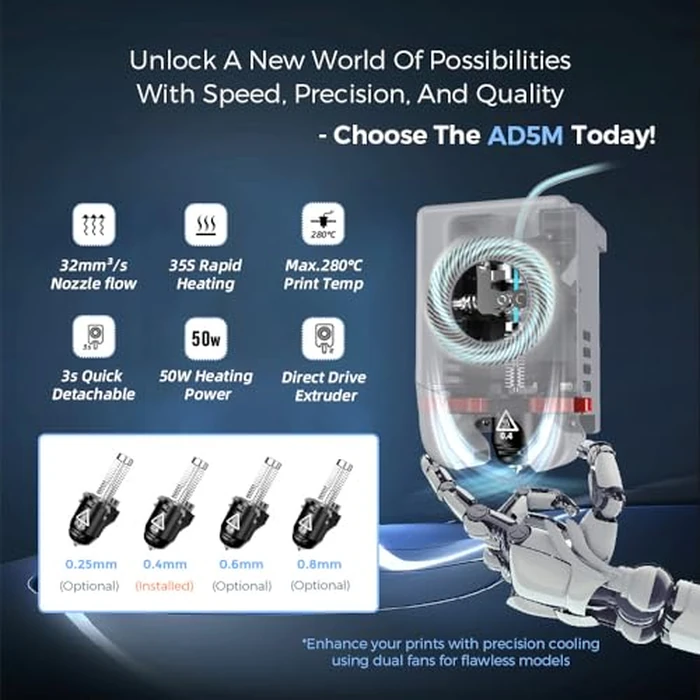 FLASHFORGE Adventurer 5M 3D Printer, 600mm/s High-Speed, 1 Click Fully Auto Leveling, Upgraded Direct extruder Quick Detachable 280 degreesC Nozzle, Dual-Sided PEI Coating Plate, Print Size 220x220x220mm by FLASHFORGE - Image 3