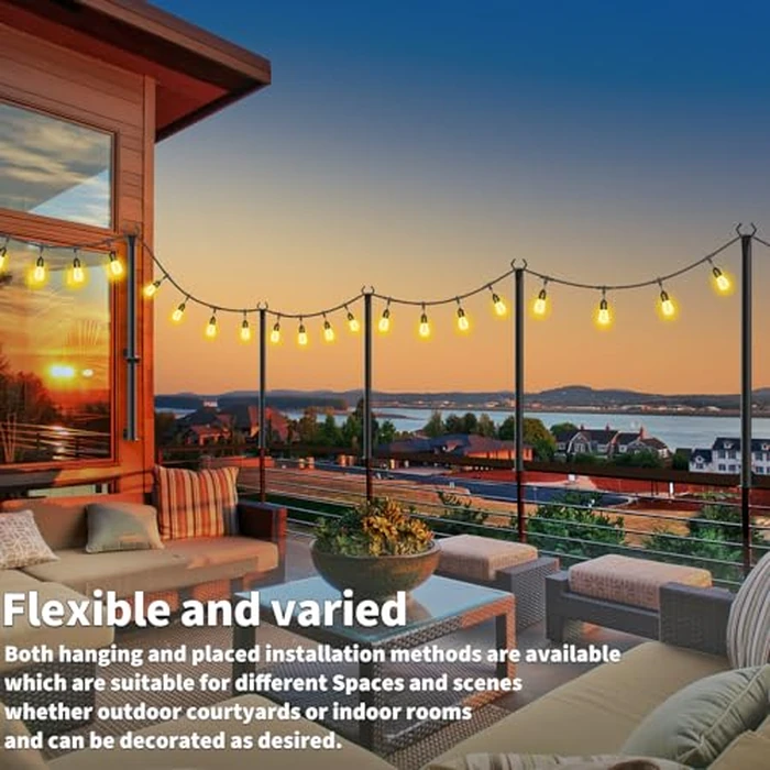 AHRLHR 5 Ft String Light Poles 4 Pack, String Light Poles for Outside with Fixing Clips,Hanging Light Poles for Deck Fence Garden Backyard Wall Bistro,Metal Poles for Outdoor String Lights by AHRLHR - Image 3