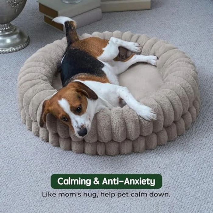 BALANCE Luxury Donut Dog Bed, 30 Inches Round Dog Bed Medium Size Dogs Washable, Orthopedic Calming Dogs Bed for Pets with Anti-Slip Bottom, Oatmeal by BALANCE - Image 3