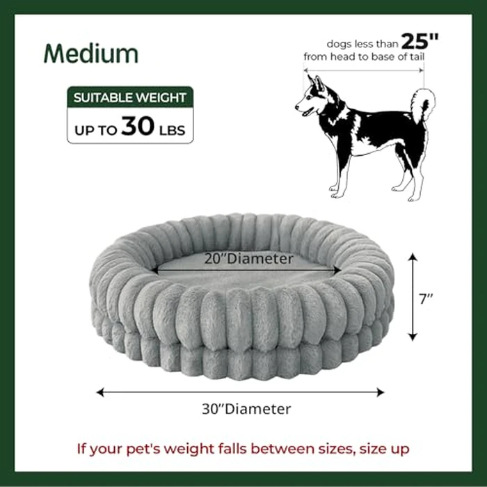 BALANCE Luxury Donut Dog Bed, 30 Inches Round Dog Bed Medium Size Dogs Washable, Orthopedic Calming Dogs Bed for Pets with Anti-Slip Bottom, Oatmeal by BALANCE - Image 5