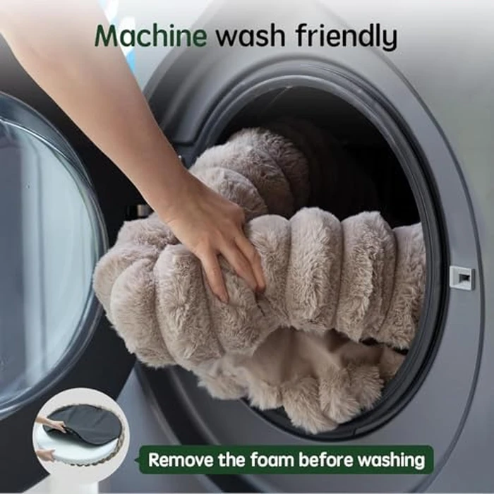 BALANCE Luxury Donut Dog Bed, 30 Inches Round Dog Bed Medium Size Dogs Washable, Orthopedic Calming Dogs Bed for Pets with Anti-Slip Bottom, Oatmeal by BALANCE - Image 7