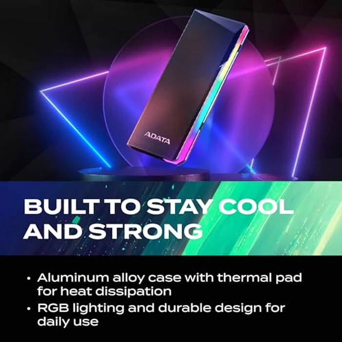 ADATA EC700G - M.2 PCIe/SATA SSD Enclosure - High-Capacity Storage - Game Console Compatible - Quick Load SSD Expansion - Aluminum RGB - No Tools Needed - AEC700GU32G2-CGY by ADATA - Image 7