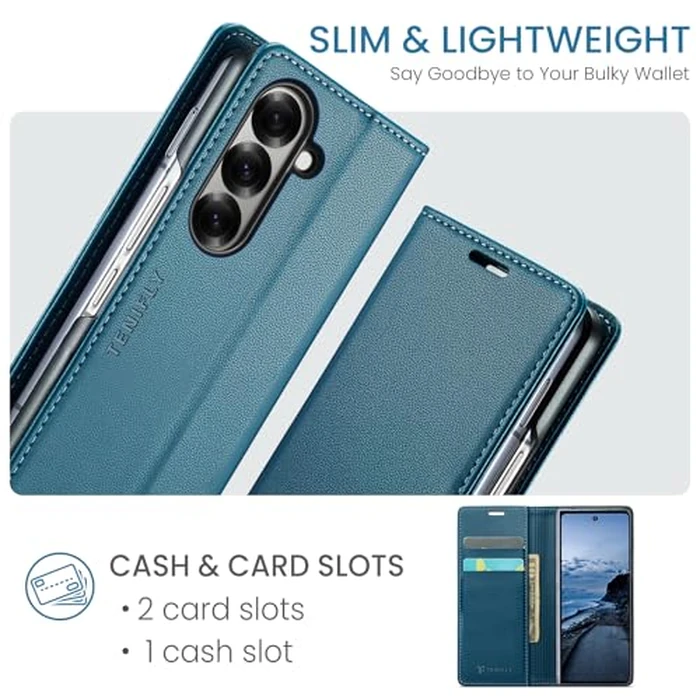 Tenifly for Samsung Galaxy Z Fold 7 Case Wallet with RFID Blocking Card Holder, PU Leather Kickstand Protective Flip Phone Cover Fit for Galaxy Fold 7 8.0", Blue by Tenifly - Image 2