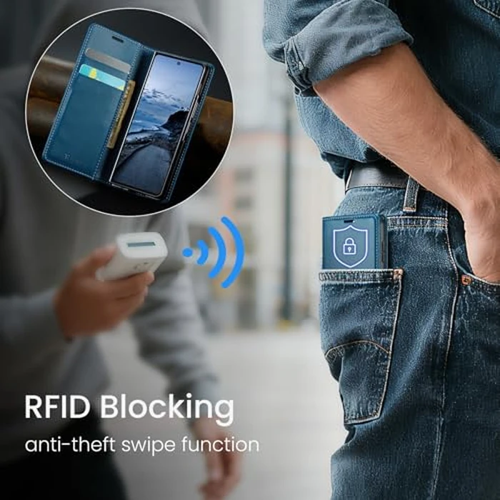 Tenifly for Samsung Galaxy Z Fold 7 Case Wallet with RFID Blocking Card Holder, PU Leather Kickstand Protective Flip Phone Cover Fit for Galaxy Fold 7 8.0", Blue by Tenifly - Image 5