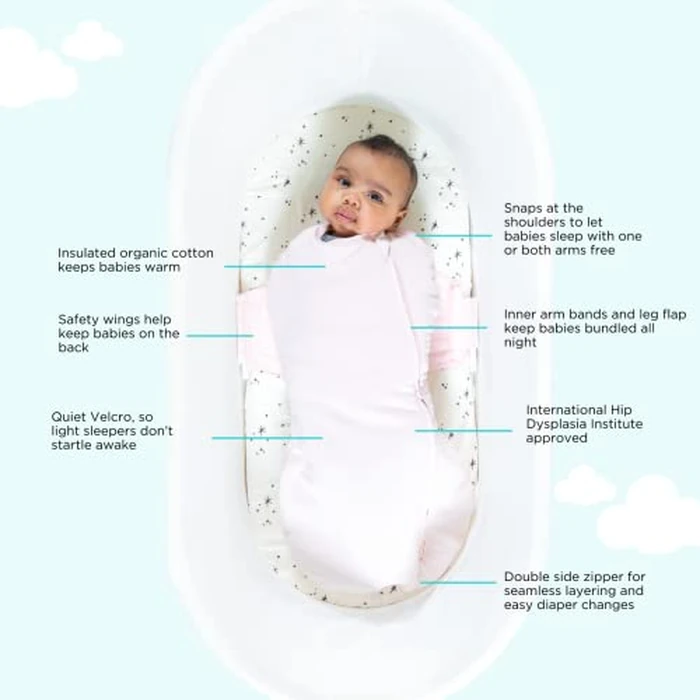 Happiest Baby SNOO Comforter Sleep Sack - 100% Organic Cotton Baby Swaddle Blanket - Doctor Designed Promotes Healthy Hip Development (Ivory, XL) by Happiest Baby - Image 2